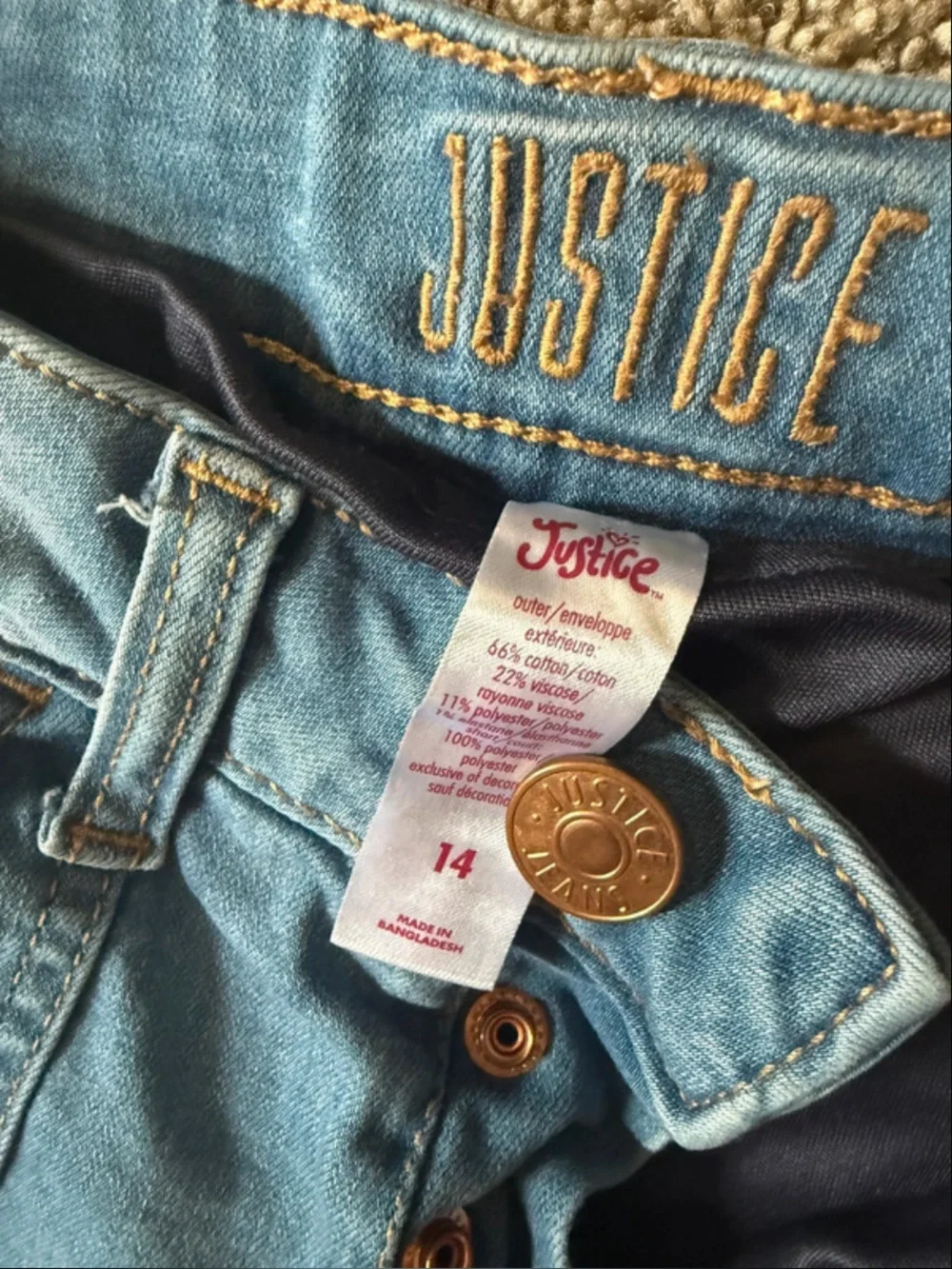 Justice Light Blue Distressed Denim Mini Skirt